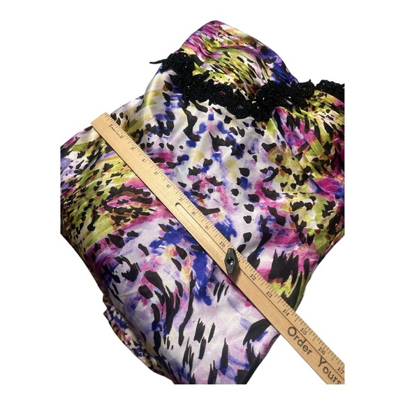 Nightway Y2K 2000s Abstract One Shoulder Colorful Floor Length Formal Gown Prom - Picture 6 of 8